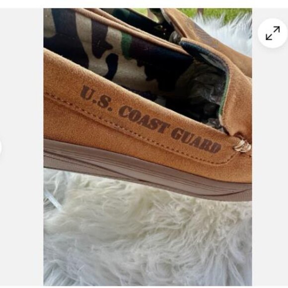 US Coastguard BRADFORD EXCHANGE Men's Faux Suede Moccasins Slippers Size 12 - Picture 7 of 7